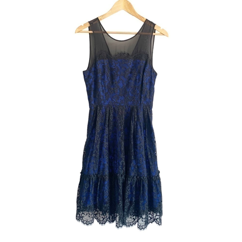 ANTHROPOLOGIE Moulinette Soeurs Royal Blue Lace Cottagecore Dress Size 4